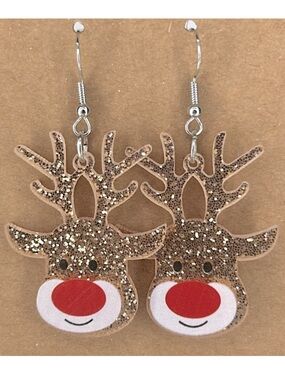 Festive Acrylic Christmas Reindeer Earrings Fashion Jewelry